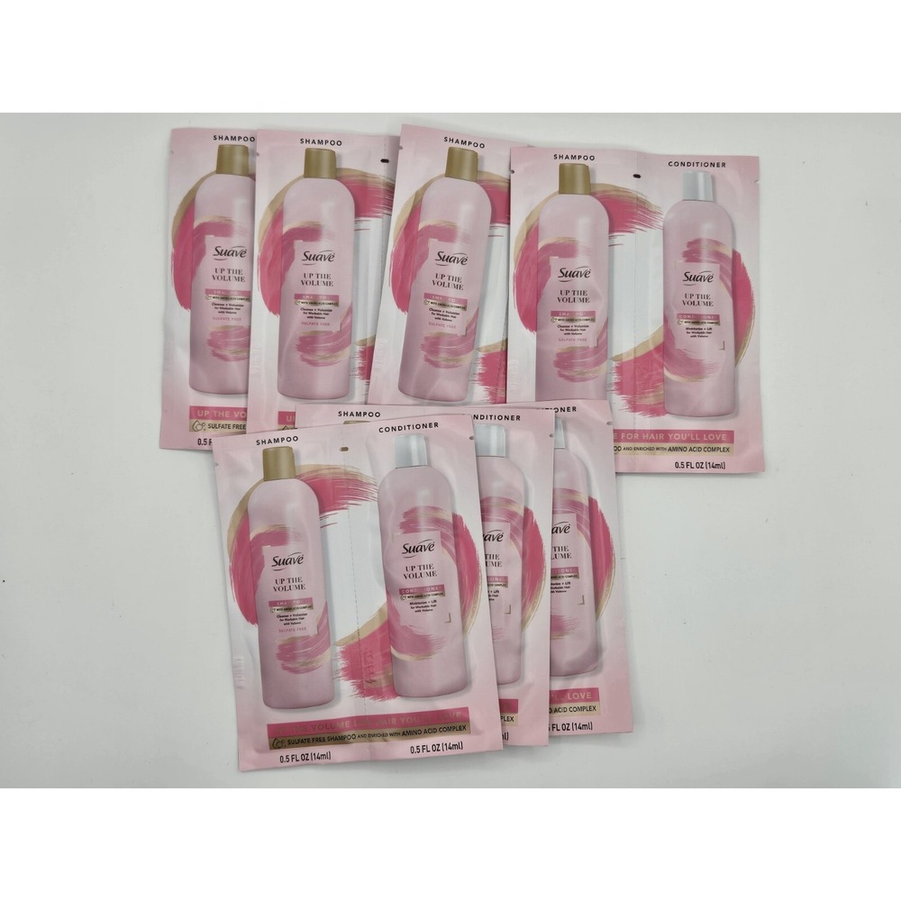 Suave Up the Volume Shampoo and Conditioner Samples Lot of 7 (.5‎ oz. each) Pink